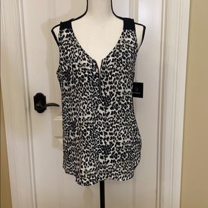 Cheetah white grey and black tank blouse